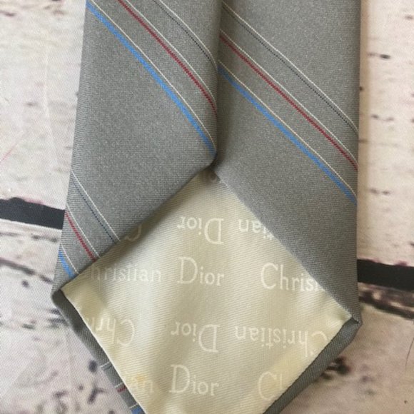 Christian Dior vintage gray striped necktie - Picture 7 of 9